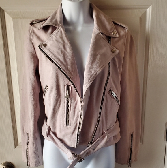 All Saints Suede Balfern Moto Jacket WL043N - Picture 1 of 6